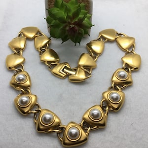 Collar vintage NAPIER de oro con perlas, años 70