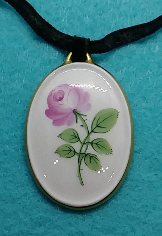 Vintage Rose Hand Painted Flower Porcelain Charm N