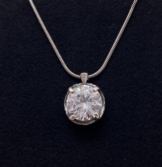 Silpada Sterling Silver Cubic Zirconia Round Solitaire Necklace