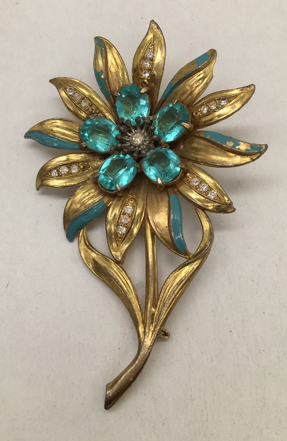 Antique Victorian Large Flower Brooch Pin