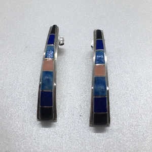 Vintage Zuni multi piedra plata de ley pendientes joyería