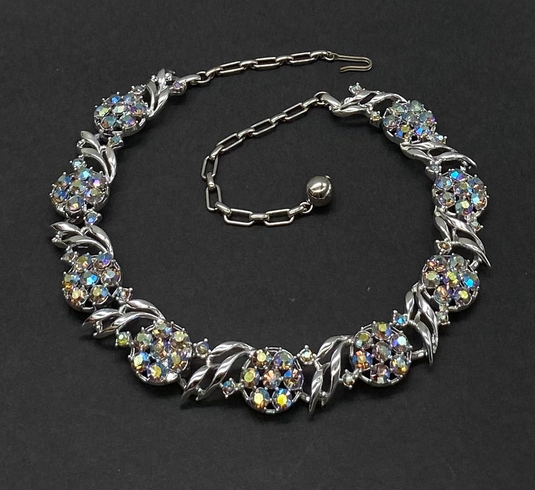 Vintage Art Deco AB Crystal Rhinestone Choker Necklace - Etsy