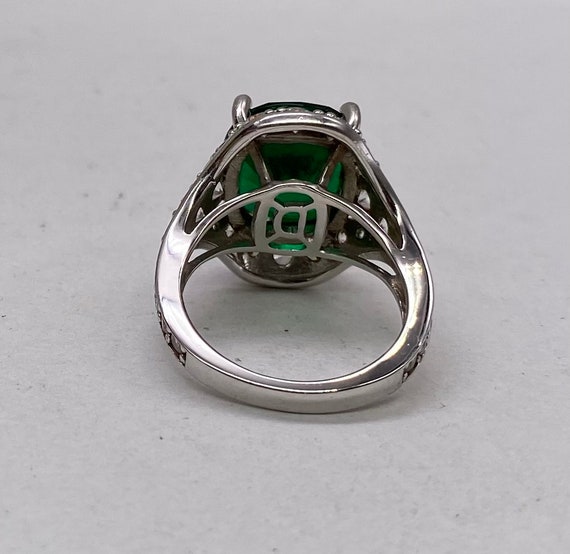 Jean Dousset Ring Emerald & White CZ Sterling Sil… - image 4