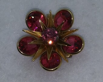 Vintage 12k gold filled pink quartz pendant, brooch CR co. Jewelry