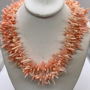 Vintage Natural Angel Skin & Red Coral Branch Necklace