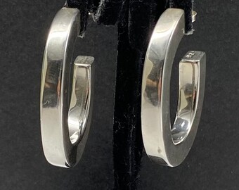 Vintage Sterling Silver J Hoop Earrings