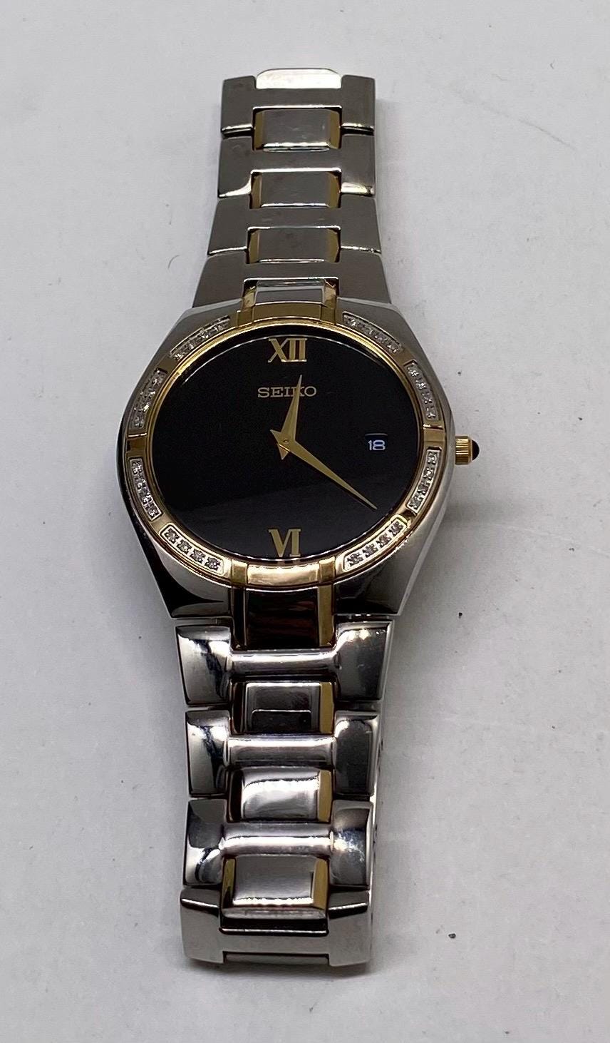 Two Tone Diamond Bezel Dress Watch Japanese Quartz 33mm OLEVS Watch for Men Diamond Business Dress Analog Quartz  main image 3