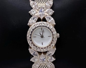 Vintage Lenox 925 Sterling Uhr mit Cubic Zirkonia Schmetterling Damenuhr