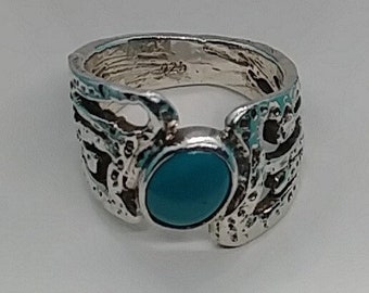 Vintage Southwest Sterling Silver Turquoise Jewelry Ring