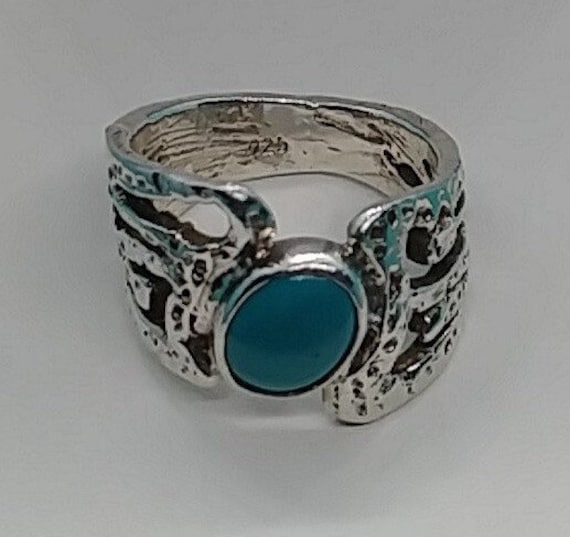 Vintage Southwest Sterling Silver Turquoise Jewelry Ring