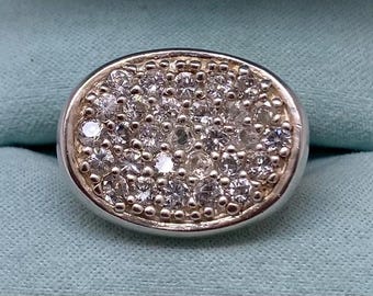Vintage Sterling Silver & Cubic Zirconia Cluster Ring size 8