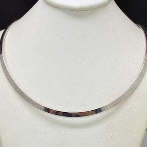 Vintage Jewelry Sterling Silver 4mm Omega Choker Necklace