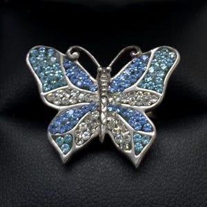 Sterling Silver & Crystal Incrusted Butterfly Ring Size 6.75