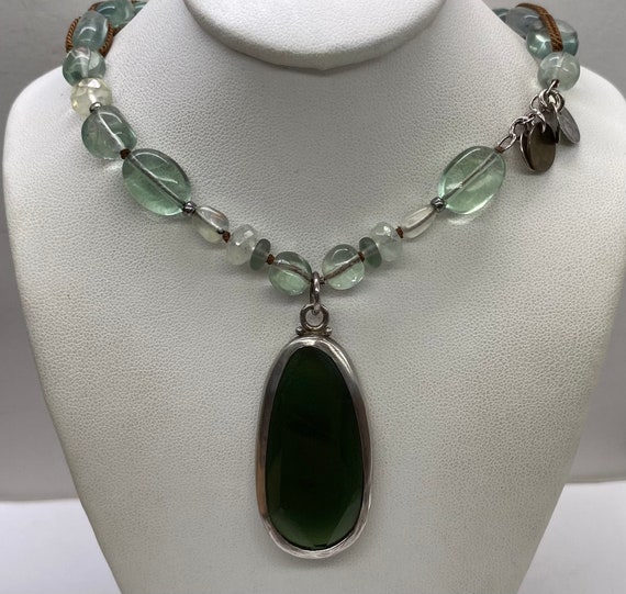 Silpada Necklace Aqua Green Stone Sterling Silver 925 Etsy