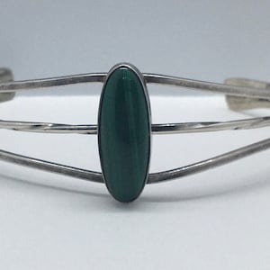 Vintage malachite cuff bracelet sterling silver jewelry