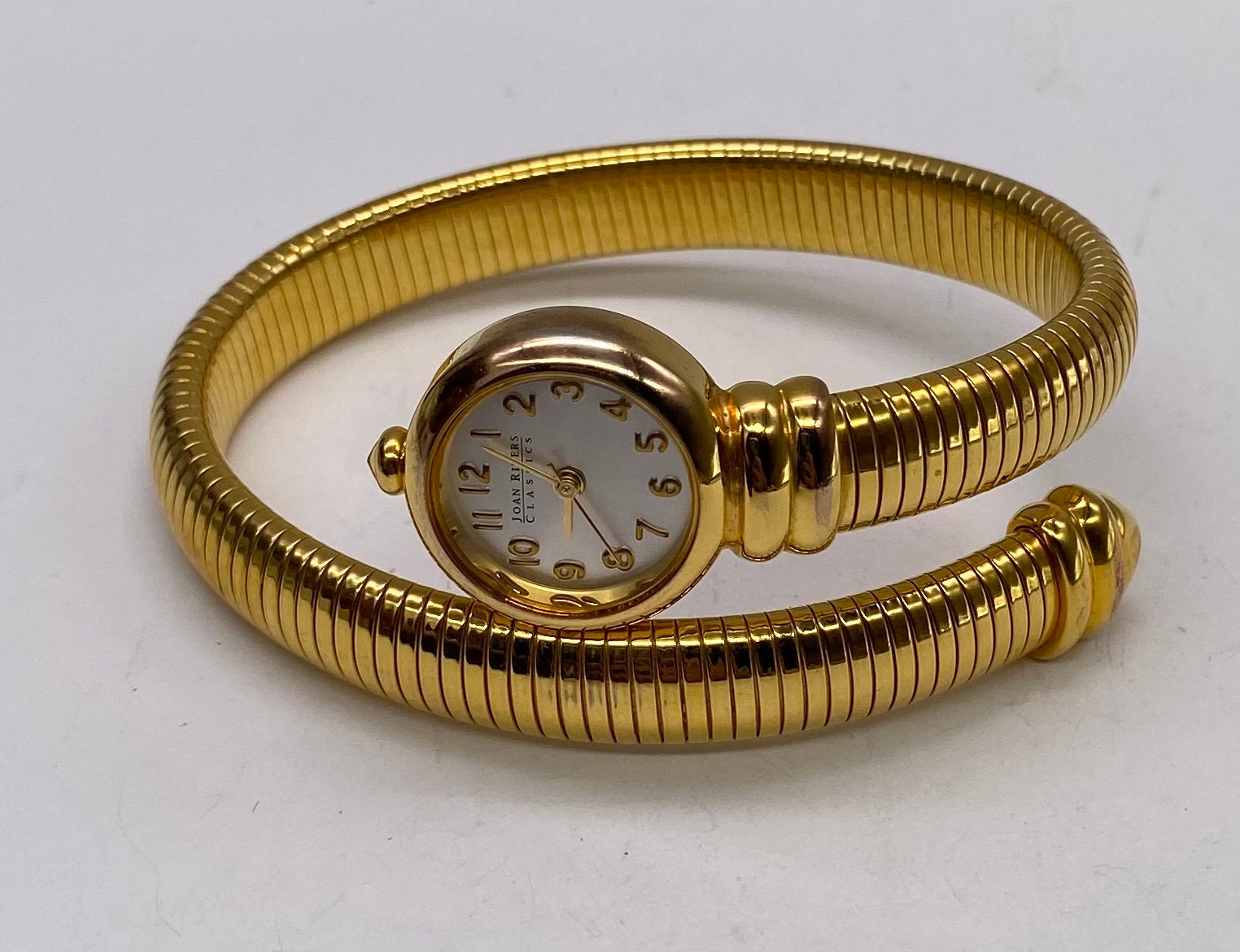 VINTAGE Joan Rivers Watch Snake Wristbands Cuff Foiled Gold Tone WORKING New Bat VINTAGE Joan Rivers Watch Snake Wristbands | Mercari main image 4