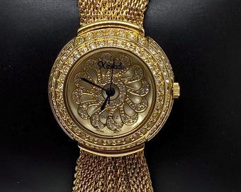 Vintage Xanadu Jeweled Crystal Gold Plated Ladies Watch - Etsy display picture 2
