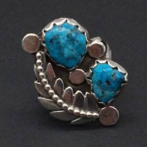 Old Pawn Navajo Turquoise Sterling Silver Ring Size 9