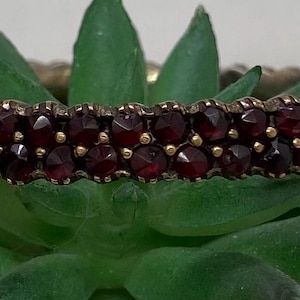 Antique Victorian Bohemian Garnet Bracelet Double Row Hinge Bangle Bracelet