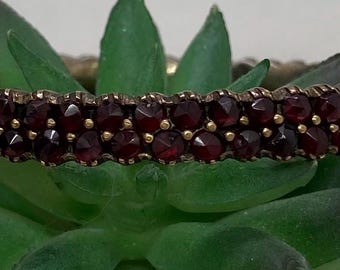 Antikes Viktorianisches Boho Granat Armband zweireihig Scharnier Armreif