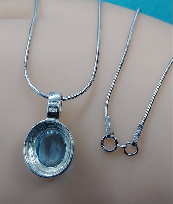 Vintage Jewelry sterling silver blue topaz neckla… - image 2