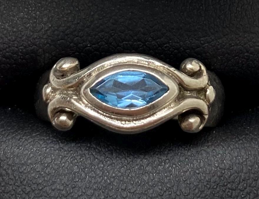 Vintage Art Deco Sterling Blue Topaz Ring Size 7 - Etsy display picture 1