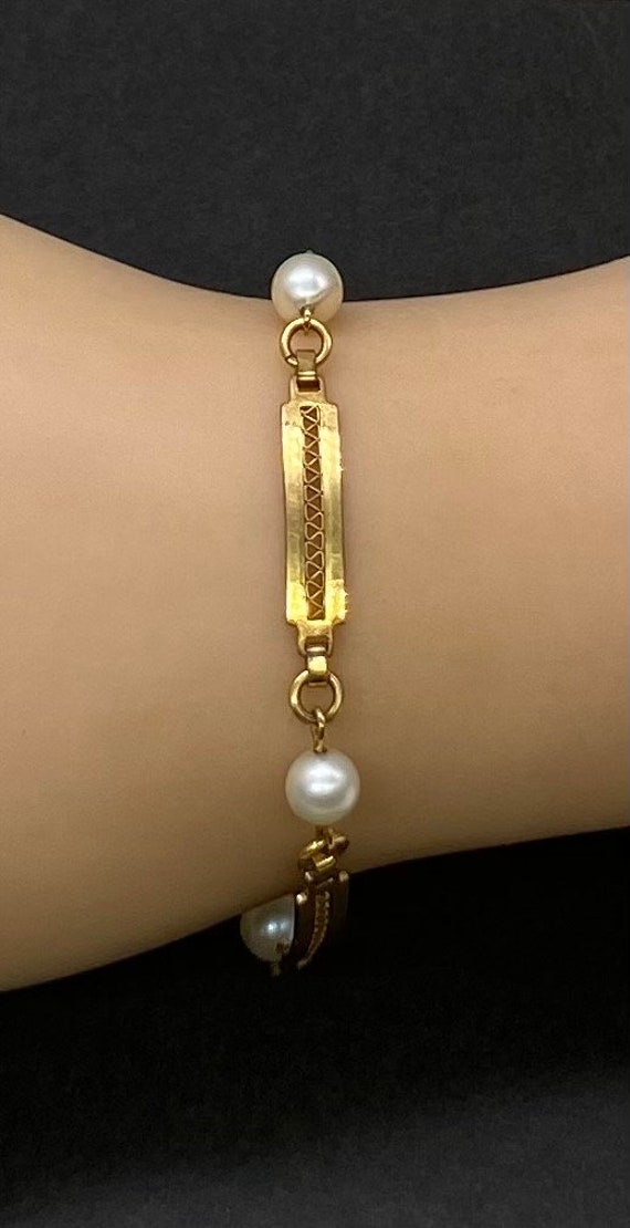 Vintage Art Deco 12k Gold Filled Pearl Bracelet - image 3