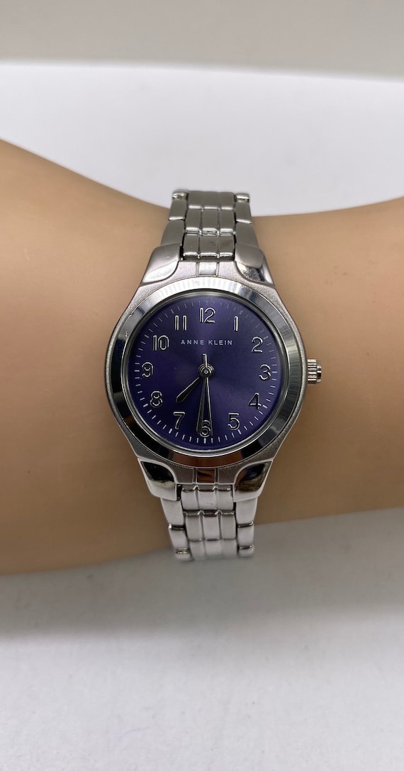 Anne Klein Women\'s Silver Navy Blue Japanese Quartz Roman Numeral Bracelet Watch Anne Klein Dark Navy Roman Numeral Dial Watch | Watches in  main image 4