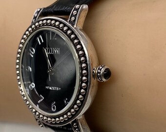 Ecclissi Watch Facets Ball Bead SS Leather Watch - Etsy Canada display picture 1