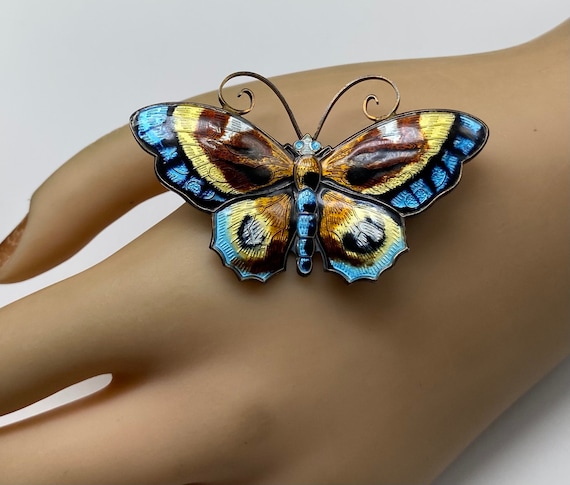 David Andersen Sterling Enameled Large Butterfly … - image 2