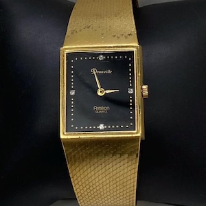 Rare Deauville Gold Watch with Black Face and Diamond Deauville Watch - Etsy main image 3