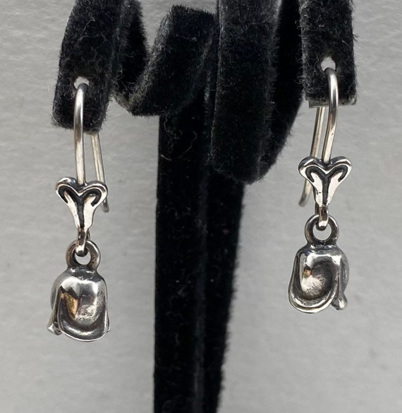 Pandora 925 Sterling Silver Rose Dangle Earrings