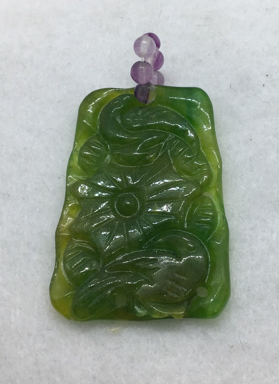 Vintage carved green jade dragon jewelry