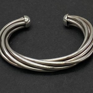Vintage Art Deco Sterling Silver Modernist Twist Cuff Bracelet