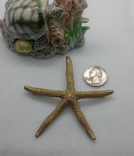 Huge starfish gold filled brooch pin - image 2