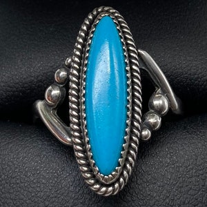 Vintage Sterling Silver Southwest Native Blue Turquoise Ring Size 10