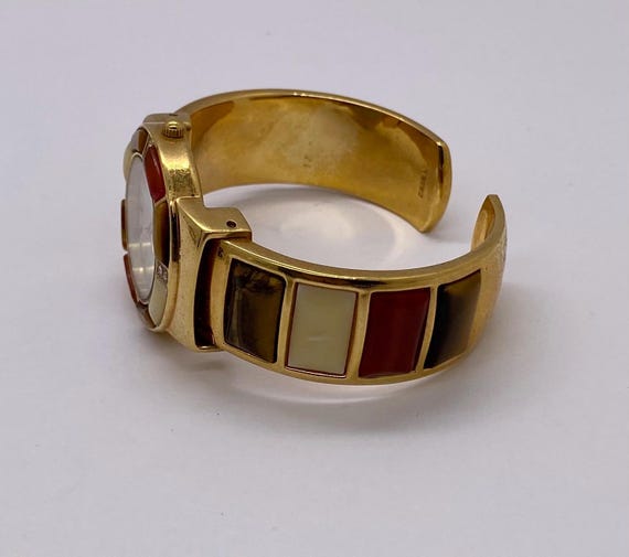 Gold Plated MOP Multi Gemstone Cuff Bracelet Wome… - image 3
