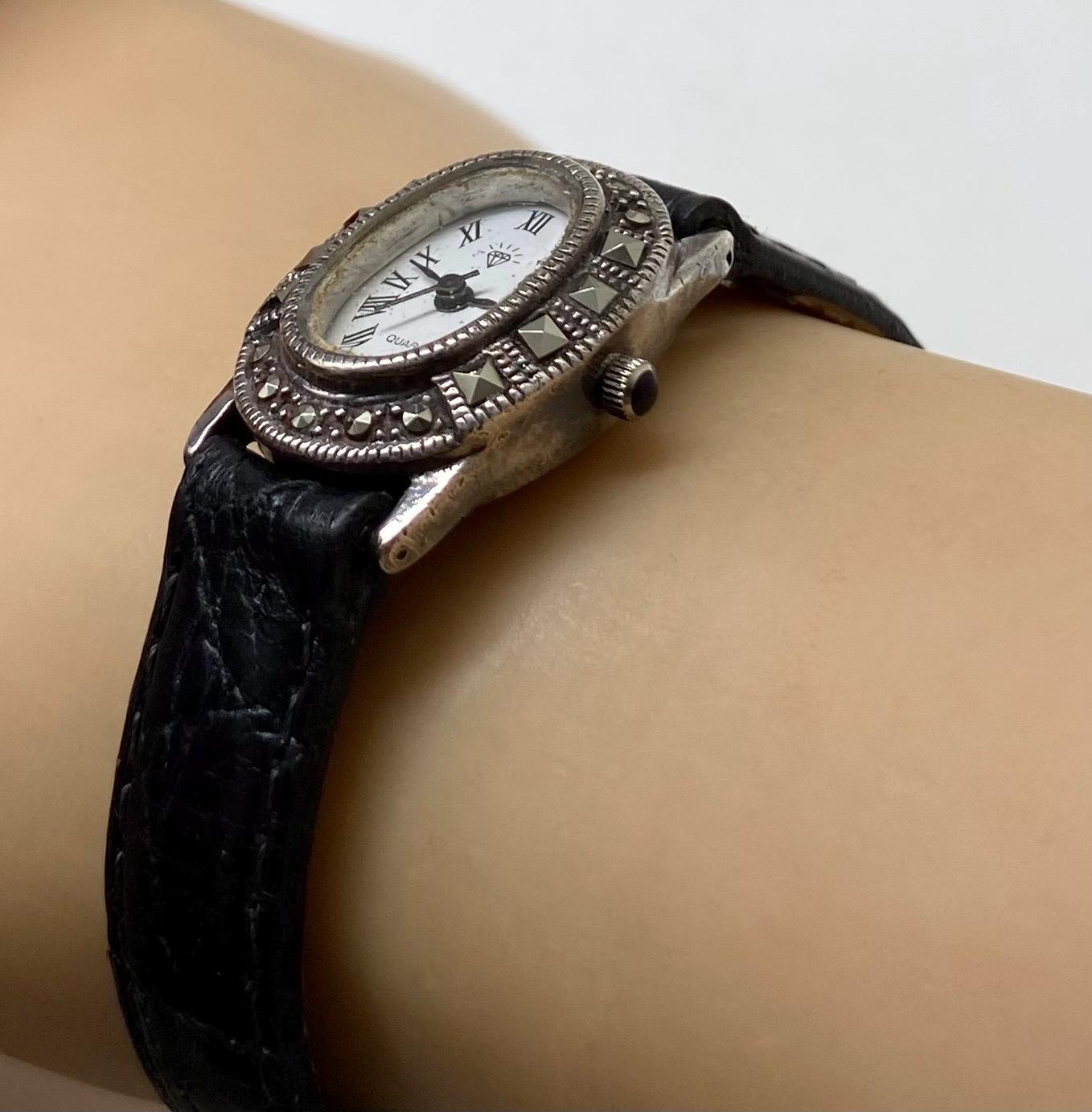 Vintage Art Deco Sterling Watch With Marcasite Classic 