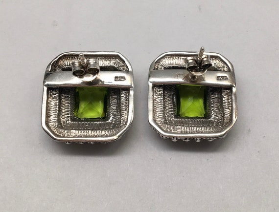 Sterling Silver Peridot & Marcasite Earrings - image 5