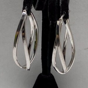 Vintage JCM 925 Sterling Silver Intertwined Double Hoop  JCM Unique 925 Sterling Silver Earrings main image 0