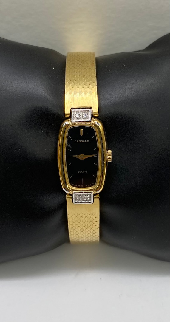 Vintage Lassale Watch Gold Plated Diamond Quartz Women display picture 1