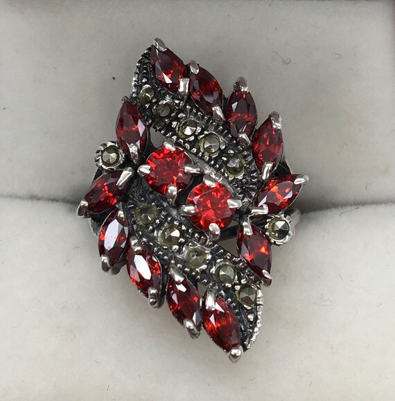 Garnet and marcasite best sale ring