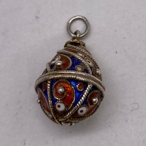 Antiker Fabergé Ei Sterling Silber emaillierter Anhänger