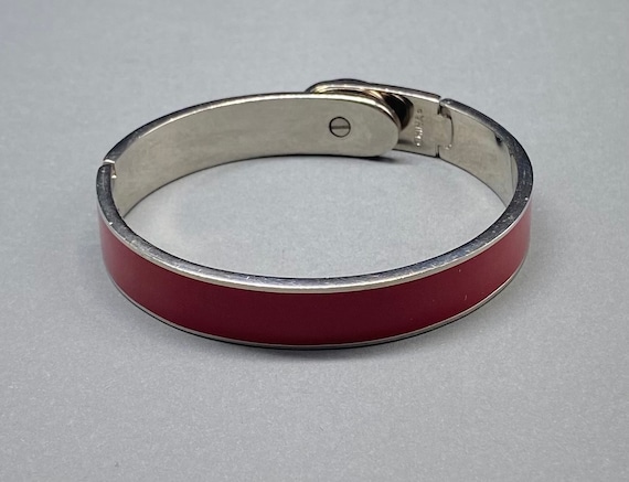 Coach Bracelet SS Red Enamel Hinge Bangle Bracelet