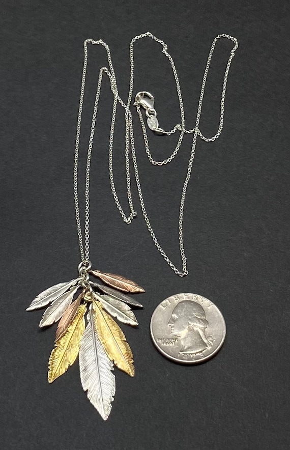 Dyadema Italian Sterling Silver Colored Feather C… - image 2