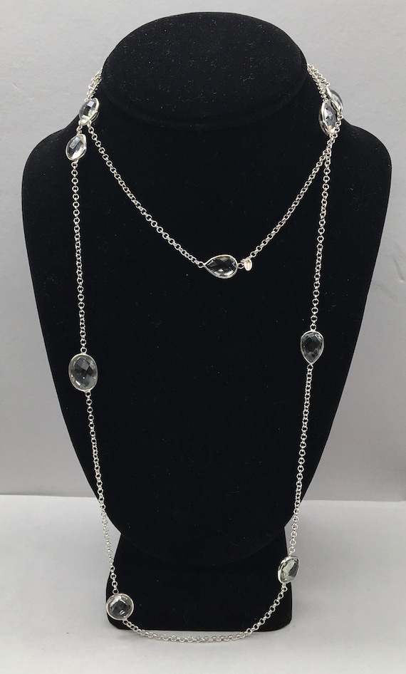 Sterling white topaz station necklace