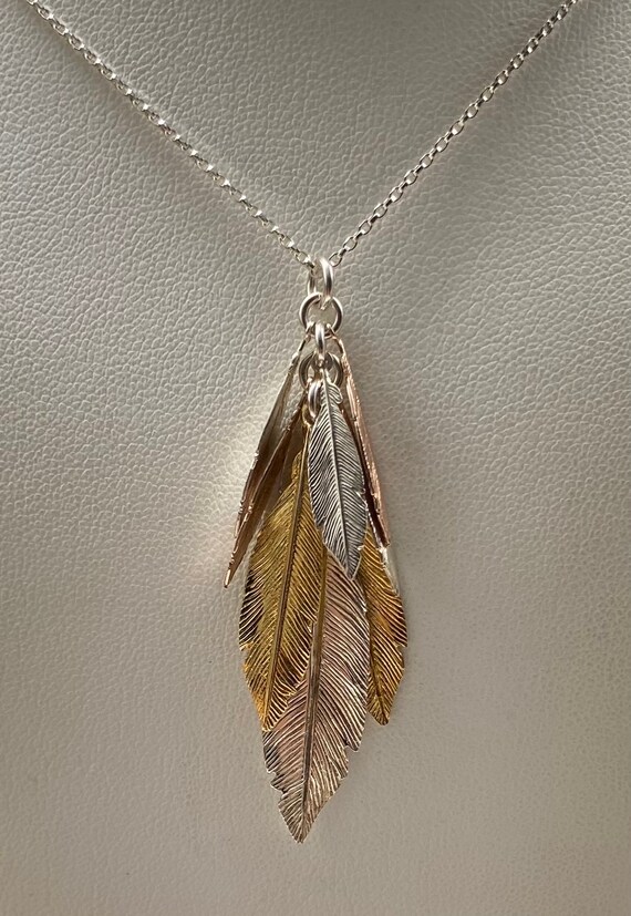 Dyadema Italian Sterling Silver Colored Feather C… - image 1