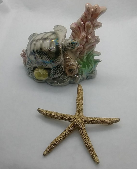 Huge starfish gold filled brooch pin - image 1