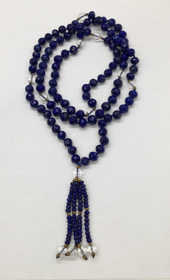 Vintage Blue Lapis Lazuli Faceted Bead Necklace - image 6