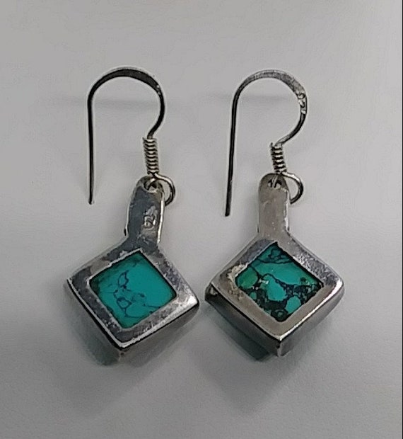 Vintage 925 sterling silver turquoise earrings - image 3